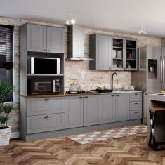 Cozinha Completa 9 Portas 5 Gavetas Emily Cinza-nature