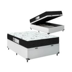 Cama Box Baú Viúva + Colchão D33 One Face - 61x128x188cm - Couro Branc