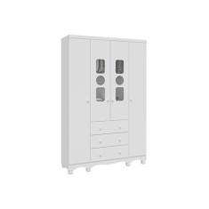 Guarda Roupa Bebê Moveis Peroba Tedy 04 portas 03 gav MDF, Branco