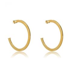 Brinco Argola Grande Clássica Folheado Em Ouro 18k [f027]