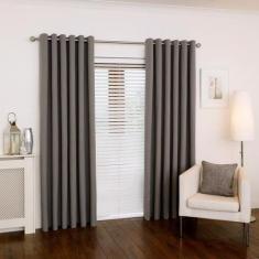 Cortina Cinza-Escuro Sala Quarto 300X180 Varão - Fabritex, Poliéster, 