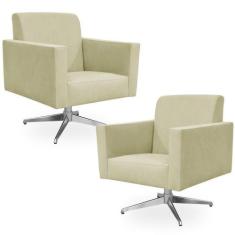 Kit 02 Poltronas Decorativas Base Giratória Para Sala de Estar Helô L0