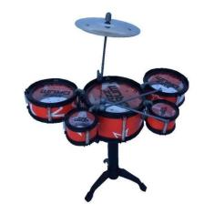 Mini Bateria Musical Infantil 5 Tambores e Baquetas Music Jazz Drum - 