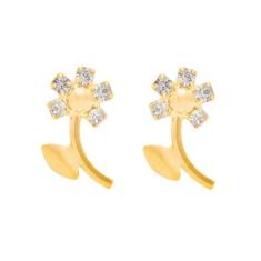 Brinco Rommanel Banhado Ouro Pequena Flor Com Cristais Adulto / Infant