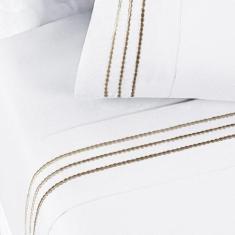 Jogo de Lençol Casal Yara bordado 4pç 100% Poliéster - Bra_Tau - Lilly