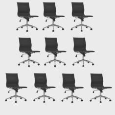 Kit 10 Cadeiras de Escritório Diretor Esteirinha em Corino Sevilha