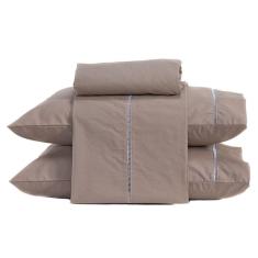 Jogo De Cama Queen 04 Peças 200 Fios Cor Caqui