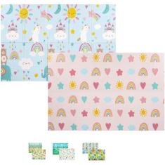 Tapete Infantil Dobrável Dupla Face Baby Arco Íris Buba