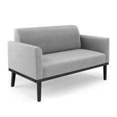 Sofá Namoradeira Base De Madeira Fixa Preto Marisa Suede Cinza D03 - D