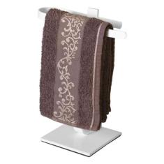 Porta Toalha Toalheiro de Bancada Quadrado Branco - MetalCromo