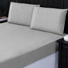 Jogo de Cama Casal Queen 400 Fios Percal 03 Peças Com Barra, Antiácaro