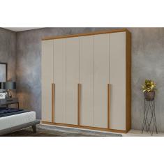 Guarda Roupa Casal 6 Portas e 4 Gavetas Alonzo New Amêndoa/Off White - Lopas