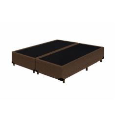 Base Box Casal Bipartido Homequeen Suede Marrom 40x138x188