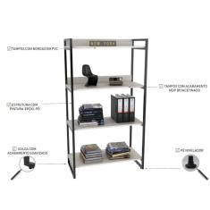 Estante Multiuso 146cmx80cm com 4 Prateleiras Kuadra Compace Snow