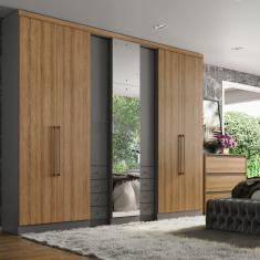 Guarda Roupa Casal com Espelho 7 Portas 8 Gavetas Absolut Glass THB Móveis