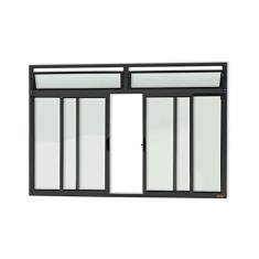 Janela Plus 4 Folhas com Bandeira Vidro Liso 100cm x 200cm Brimak Preto