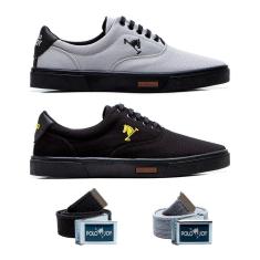 Kit 2 Tênis Casual Em Lona E 2 Cintos Polo Joy