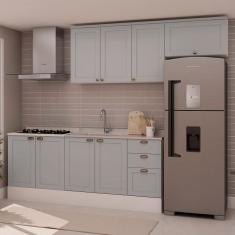 Cozinha Completa Iluminata 8 Portas 3 Gavetas 100% Mdf Branco/Marrom Claro - Genialflex