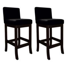 Kit 2 Banquetas Média Estofada para Bancada em Madeira Capuccino Melod