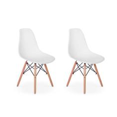 Conjunto 2 Cadeiras Charles Eames Eiffel Wood Base Madeira - Branca - 