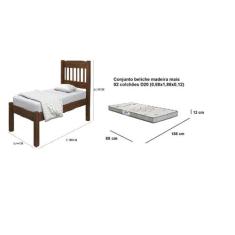 Cama Solteiro Itália madeira com 01 colchão (88x188x12) gazin d20 - KA