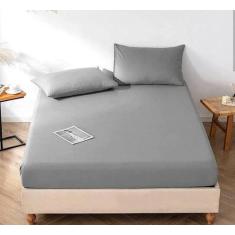 Lençol Casal 3 peças PREMIUM - lençol casal 3 peças micro , Cinza, 1,8
