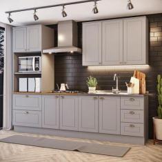 Cozinha Completa 4 Peças Com Aéreo 3 Portas Amy Casa 812 Cinza