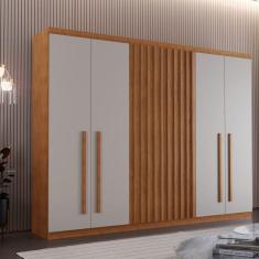 Guarda Roupa Denver Casal 6 Portas Com Pés Rufato Naturale/off White