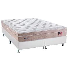 Cama Box Queen: Colchão Molas Sealy Masterpocket Ensacadas Miami + Base Crc Courano Branco(158X198)