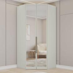 Guarda Roupa Canto Closet Modulado 2 Portas 3 Gavetas com Espelho Predileto