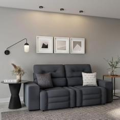 Sofá Retrátil e Reclinável 3 Lugares Brígida Suede Grafite