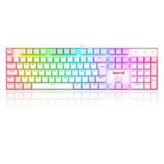 TECLADO MECANICO GAMER REDRAGON MITRA BRANCO E ROSA RGB COM SWITCH AZUL