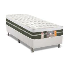 Cama Box Solteiro: Colchão Molas Bonnel Castor Silver Star Air + Base Crc Courano White(88X188)