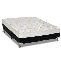 Cama Box Casal: Colchão Espuma Castor D28 Sleep Max + Base Crc Suede Black(138X188)