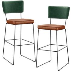 Kit 02 Banquetas Altas Sala Jantar Fixa Allana L02 Facto Verde Musgo m