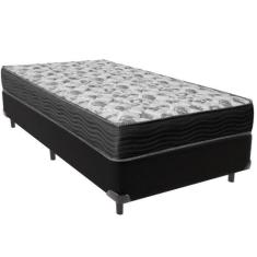 Cama Box Preto E Colchão Iso100 Espuma D33 Solteiro Ortobom