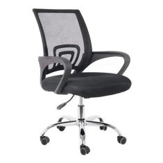 Cadeira Secretária Escritório Encosto Telado Preto