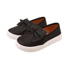 Tenis infantil Mademoiselle juvenil sapatilha de bebês slip on preto brilho-Feminino