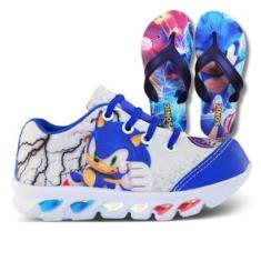 tenis de led infantil masculino sonic com luzinha meninos mais chinelo-Masculino