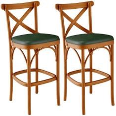 Kit 02 Banquetas Altas Cozinha Bancada Sala Jantar Estofada Ávila L02 