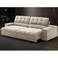 Sofá com Porta Copos e Carregador USB Ret Rec Luke 2,50m Veludocristal