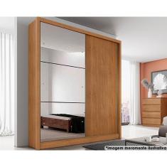 Guarda Roupa Casal Virtus Plus 2 Portas de Bater 3 Gavetas MDF com Espelho Freijó Cumaru Móveis Novo Horizonte