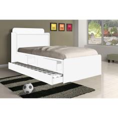 Cama Tamires Solteiro 0,88cm com Auxiliar Branco - Cambel