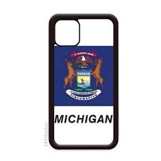 Capa com contorno da bandeira do estado Michigan para iPhone 12 Pro Max para Apple Mini Mobile Case Shell