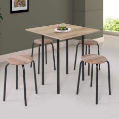 Conjunto Mesa Dobrável 72x72cm Tampo BP com 4 Banquetas Expert Ciplafe Branco/Capuccino