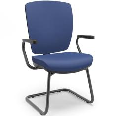 Cadeira De Escritório Fixa Executiva Office Preto Slim Alta Flexi P03 Vinil Azul