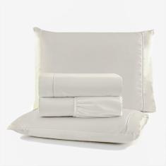 Jogo de Cama Algodão Queen 200 Fios 4 Peças Toque Macio (Palha)