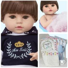 Boneco Tipo Reborn Masculino Corpo de Vinil Pode Dar Banho - Cegonha R