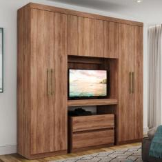 Guarda Roupa Solteiro 6 Portas 2 Gavetas Porto Carraro Freijó