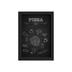 Quadro Cozinha Ingredientes Pizza Moldura Preta 22x32cm - Quartinhos